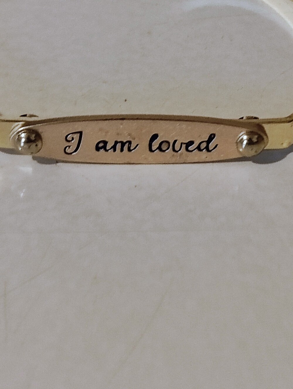 I Am Loved Gold Inspirational Cuff Bracelet - Handmade NWOT - Picture 4 of 4